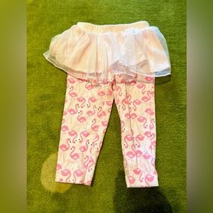 NWOT Carters Pink Flaming Pants w/Pink Tutu Skirt